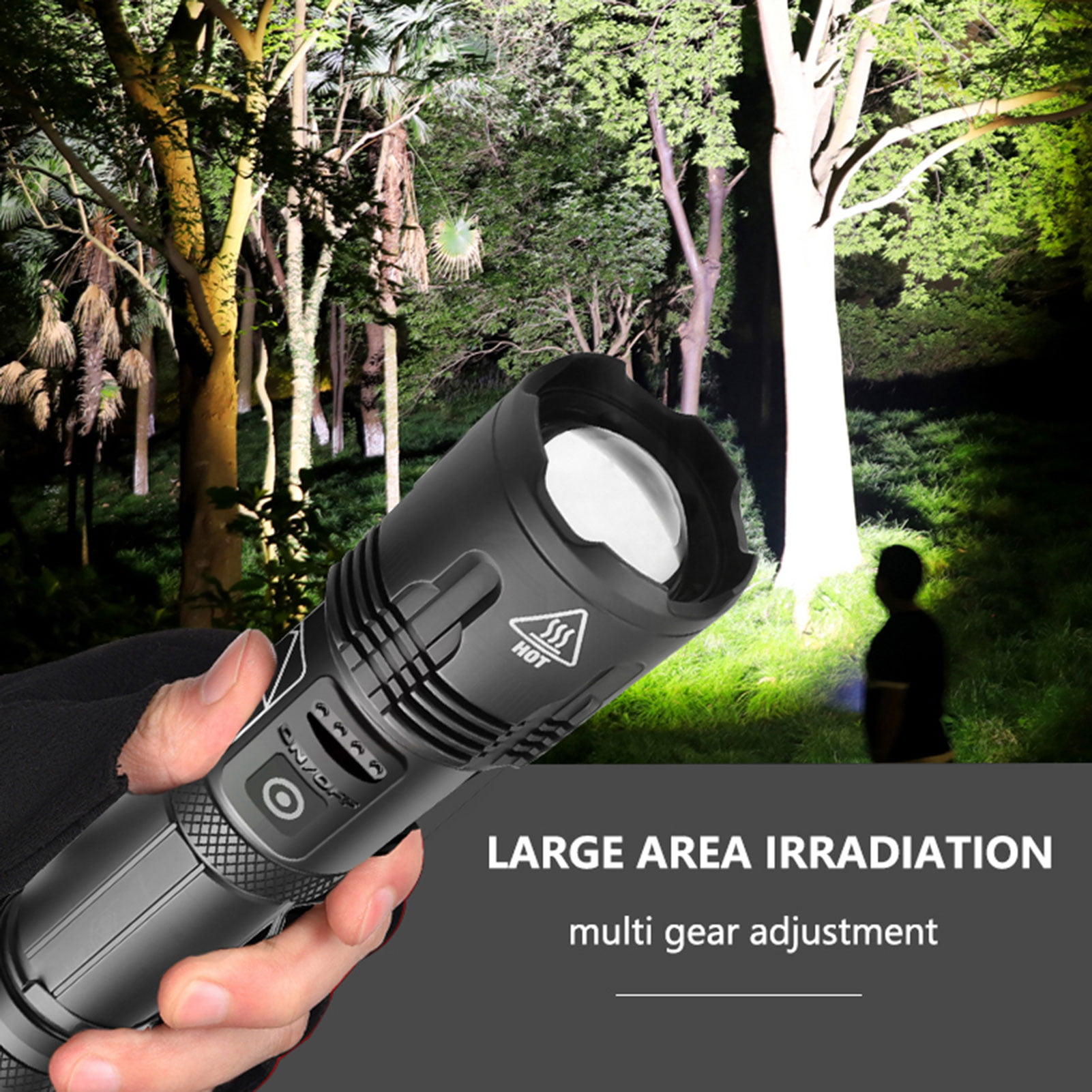 Waterproof LED Flashlight Telescopic Zoomable 5 Light Modes 350000 Lumens 