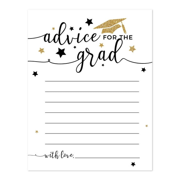 White and Gold Glittering Graduation, Advice for the Grad Cards, 20-Pack