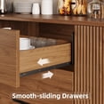 thumbnail image 2 of UGTOO 59" Mid-Century Modern Buffet Sideboard, Wood Grain Credenza with 3 Drawers and 2 Storage Cabinets, Large Coffee Bar Station for Dining Room & Living Room, Walnut Finish, 2 of 13