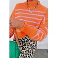 thumbnail image 3 of Women's Orange Stripe Ribbed High Neck Drop Shoulder Boxy Fit Sweater | [ZhiHiMeRi] | L, 3 of 5