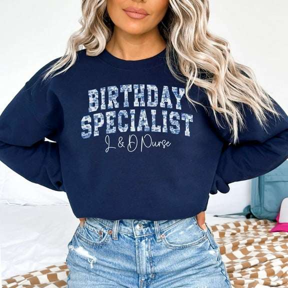 Blue Toile Labor and Delivery Nurse Sweatshirt, L&D Nurse Gift, Mother Baby Nurse Sweatshirt, OB Nurse Sweatshirt, Labor Delivery Gift