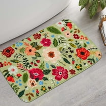 Flower Bathroom Rugs Non-Slip, Cute Floral Bath Mat for Bathroom Floor Decor, Soft Fluffy Washable Shower Rug for Bathtub Kitchen Sink