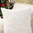 thumbnail image 6 of Jewlalo Christmas Throw Pillow Covers 18x18 Set of 2, White Golden Snowflakes Decorative Pillow Cases Soft Plush Faux Fur Wool Couch Cushion Case for Couch Bed Sofa Living Room Home Decor, 6 of 7