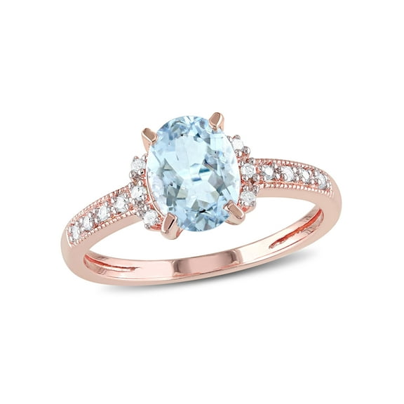 Everly Women's Aquamarine Rose Gold Plated Ring