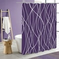 thumbnail image 4 of Abstract Striped Shower Curtain, Modern Minimalist Waterproof Fabric Shower Curtain Set with Hooks 72" x 72" - Purple White, 4 of 6