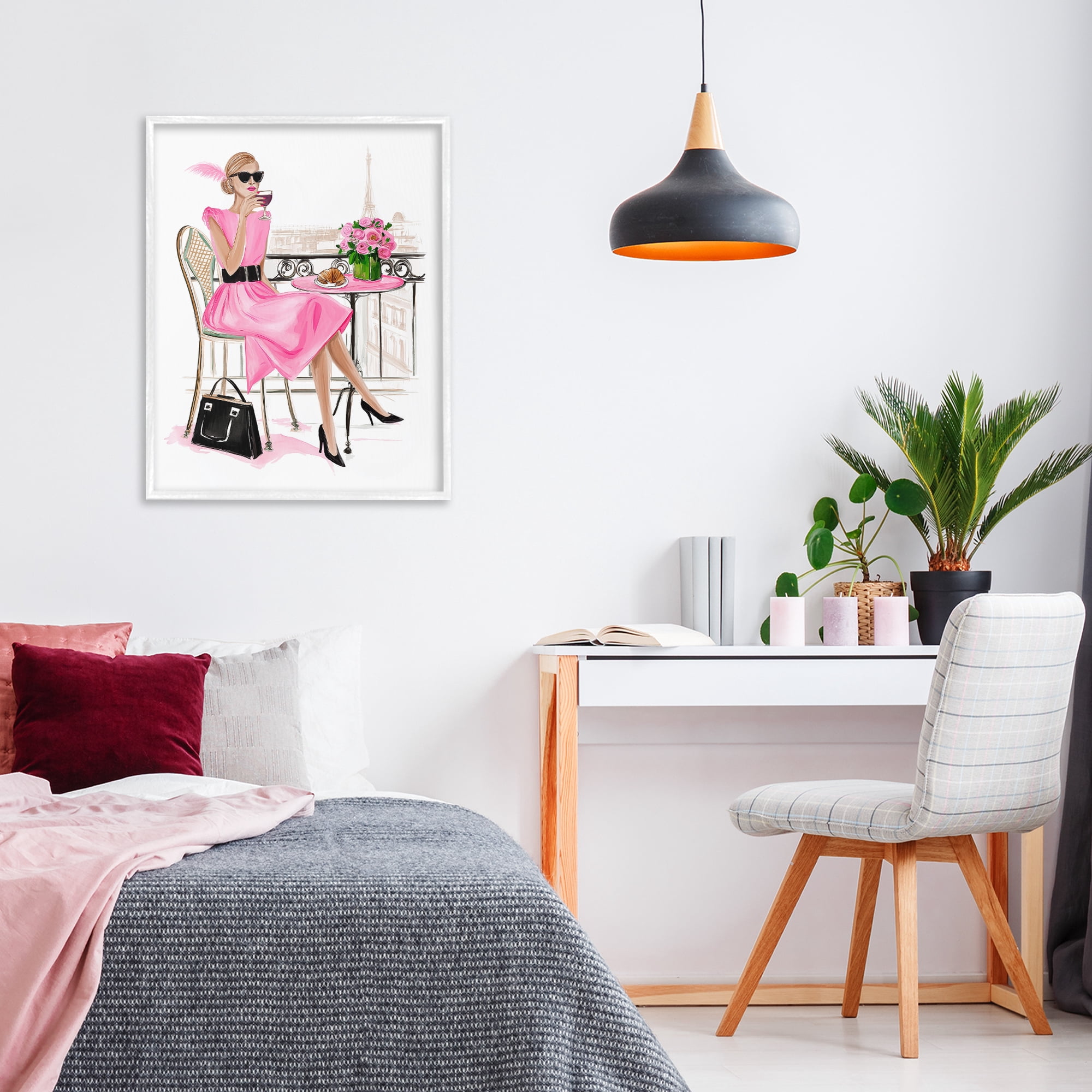 Stupell Industries Parisian Chic on Cafe Balcony White Framed Giclee Art, design by Jess Stempel