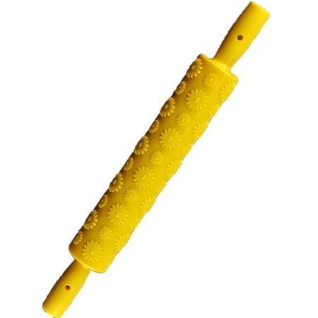 

Portable Sunflower Embossed Rolling Pin Fondant Cake Paste Gum Sugarcraft Decorating Tool (Yellow)