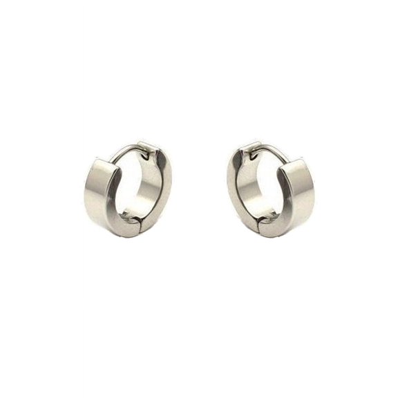 iJewelry2 Silver-tone Stainless Steel Huggie Hoop Earrings Unisex