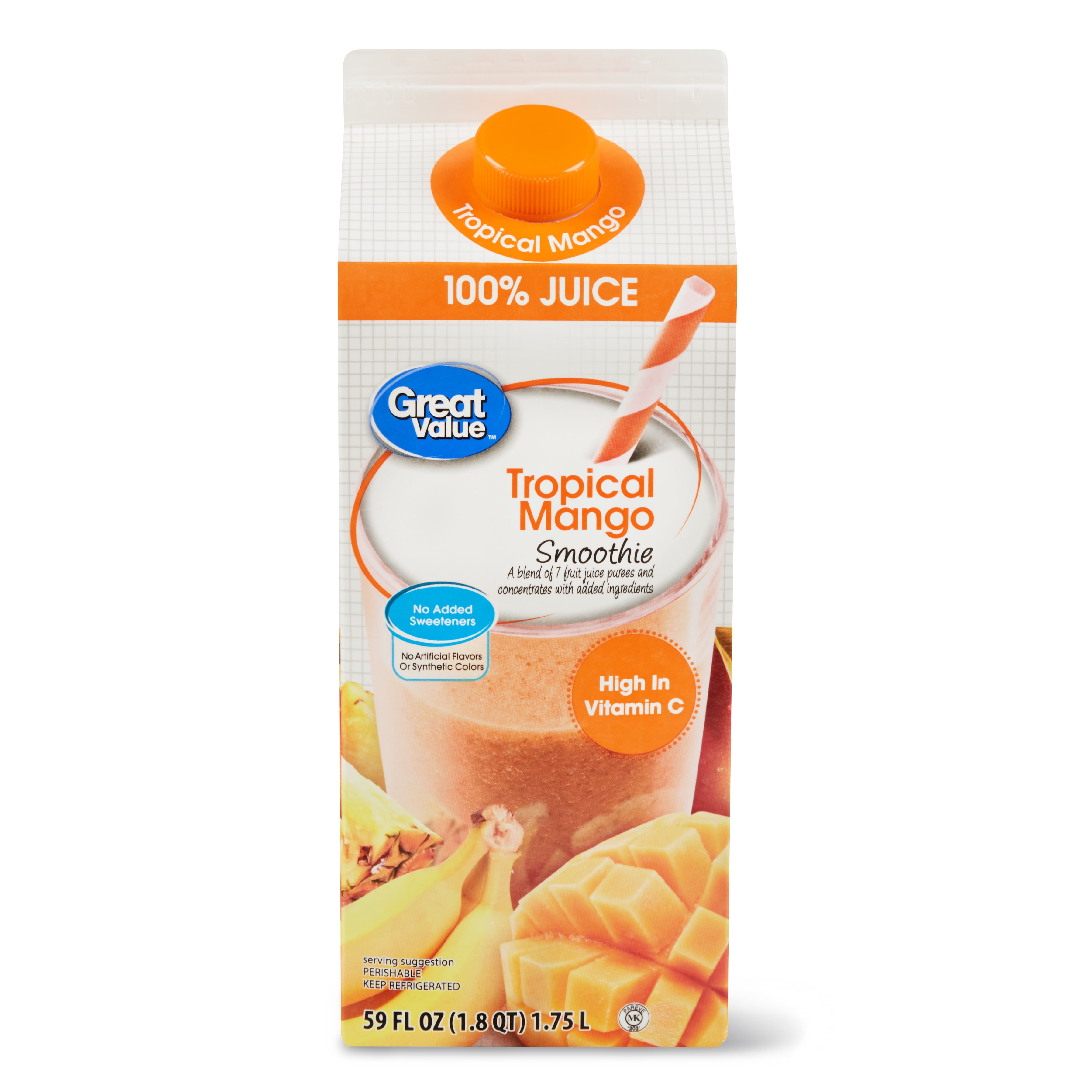 Great Value Tropical Mango Smoothie 100 Juice, 59 Fl. Oz.
