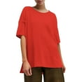thumbnail image 7 of Ltctricy Women's Oversized T Shirts Short Sleeve Crew Neck High Low Hem Solid Color Soft Casual Tee Tops Summer Tunic Blouses, 7 of 7