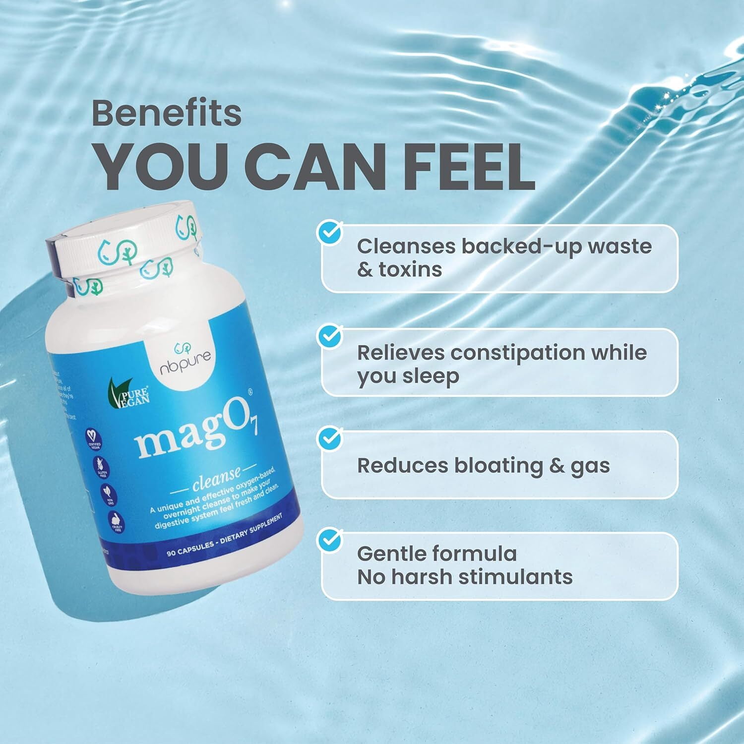 NBPure MagO7 Oxygenated Magnesium Colon Cleanse and Detox, 90 Capsules