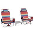 thumbnail image 7 of BELLEZE Backpack Beach Chairs for Adults 2 Pack & Aluminum Table Set, Folding Reclining Chairs Support 330LBS with Cool Bag Cup Holder, Portable Lawn Chairs for Sand Camping, Travel, Tropical Stripe, 7 of 7