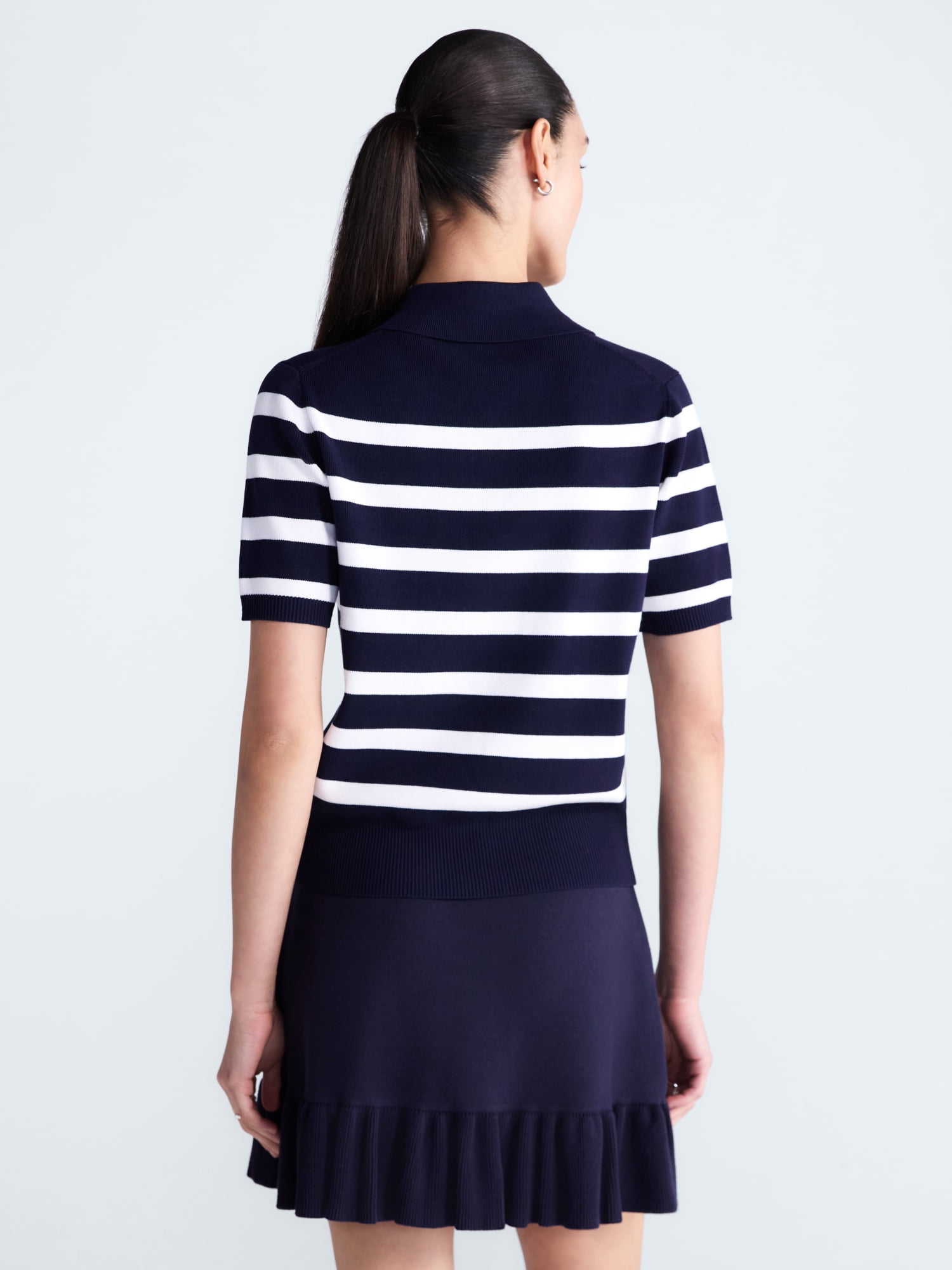 Free Assembly Women's and Women's Plus Polo Sweater with Short Sleeves, Lightweight, Sizes XS-4X