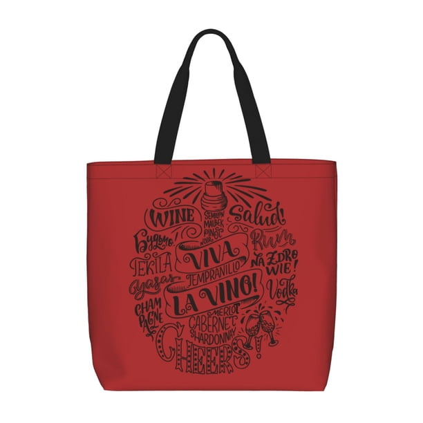 Easygdp Wine Bolsa Tote para Mujer, Bolso de Hombro para Trabajo, Playa, Viajes, Compras y Supermercado