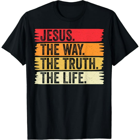 Jesus The Way Truth and The Life Men Women Vintage Christian T-ShirtMen and women, Black T-shirt, size: Extra large