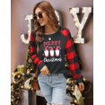 thumbnail image 3 of VILOVE Merry Christmas Shirts for Women Gnomes T-Shirt Lights Plaid Splicing Raglan Long Sleeve Tee Xmas Holiday Pullover Top, 3 of 7