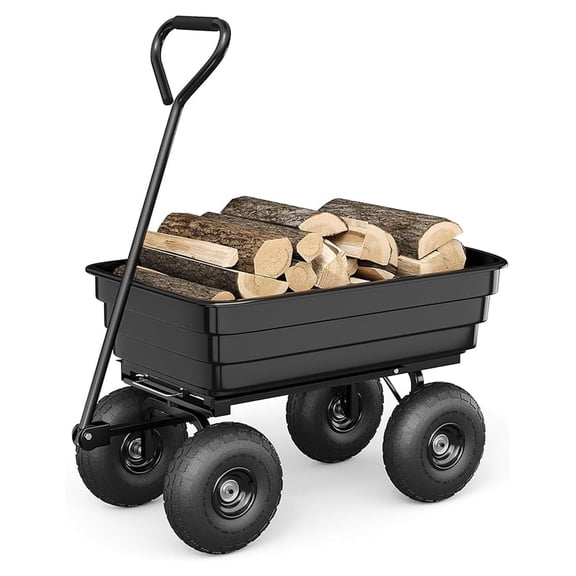 Garden Dump Cart - 1200lbs Heavy Duty Utility Wagon with Quick-Release, No-Flat Tires