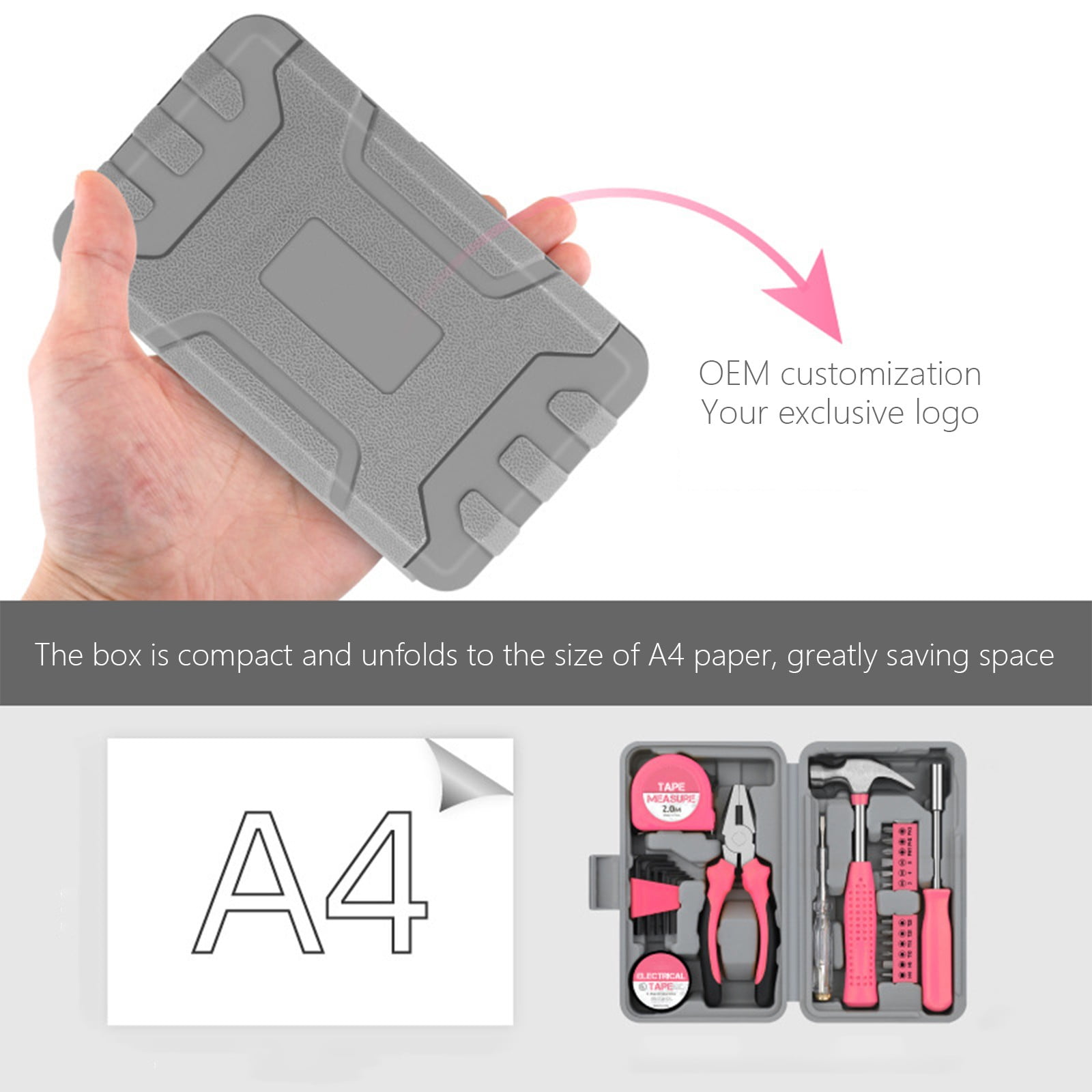 Inerposs Multifunctional Gift Tools Set - For Home and Car Maintenance, Includes Pliers, Tape Measure, Hammer, and More - Perfect for DIY Projects and Handy Work - Compact Toolbox Design for Easy