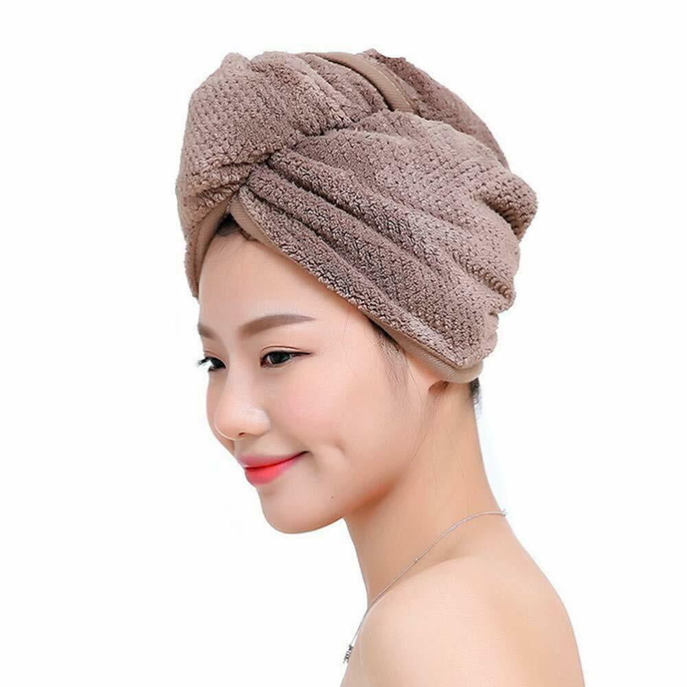 Details about   Hair Drying Towel Turban Head Hat Bun Cap Shower Microfiber 