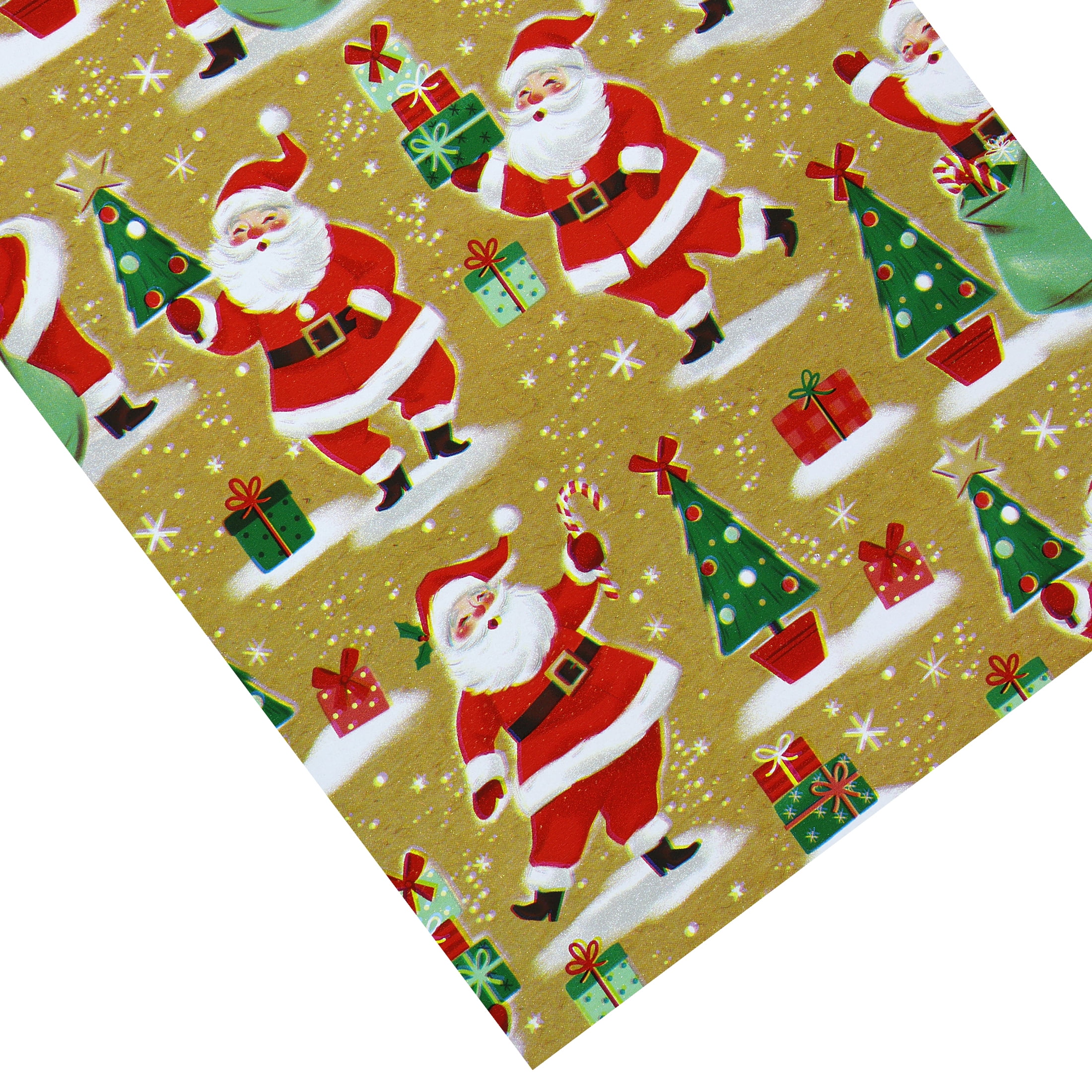 Holiday Time Single Roll Wrap Assortment, Brown Santa Print