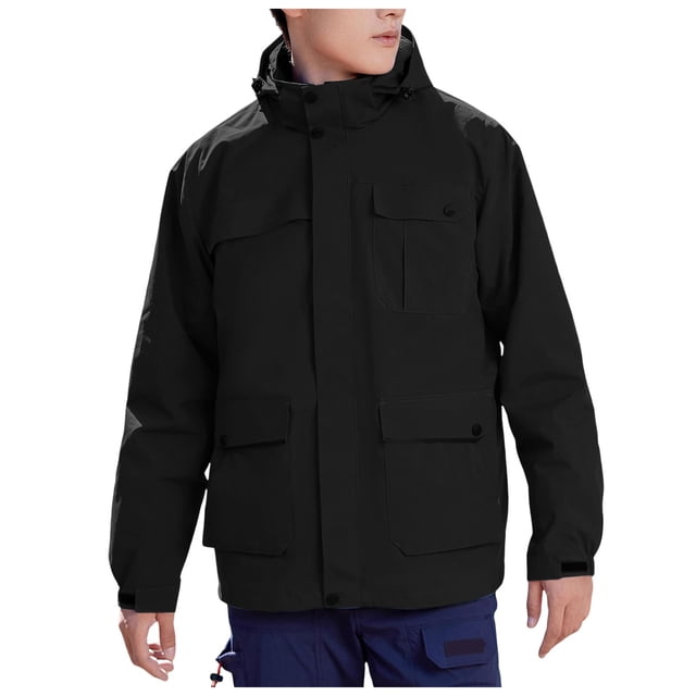 uikmnh Jackets For Men,Male Detachable Two Piece Jacket Outdoor Windproof Hooded Jacket,Size L