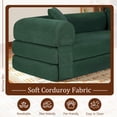 thumbnail image 3 of Timbernest 80" Convertible Sofa Bed, Corduroy Sleeper Couch with Storage Pockets for Living Room, Dark Green, 3 of 12