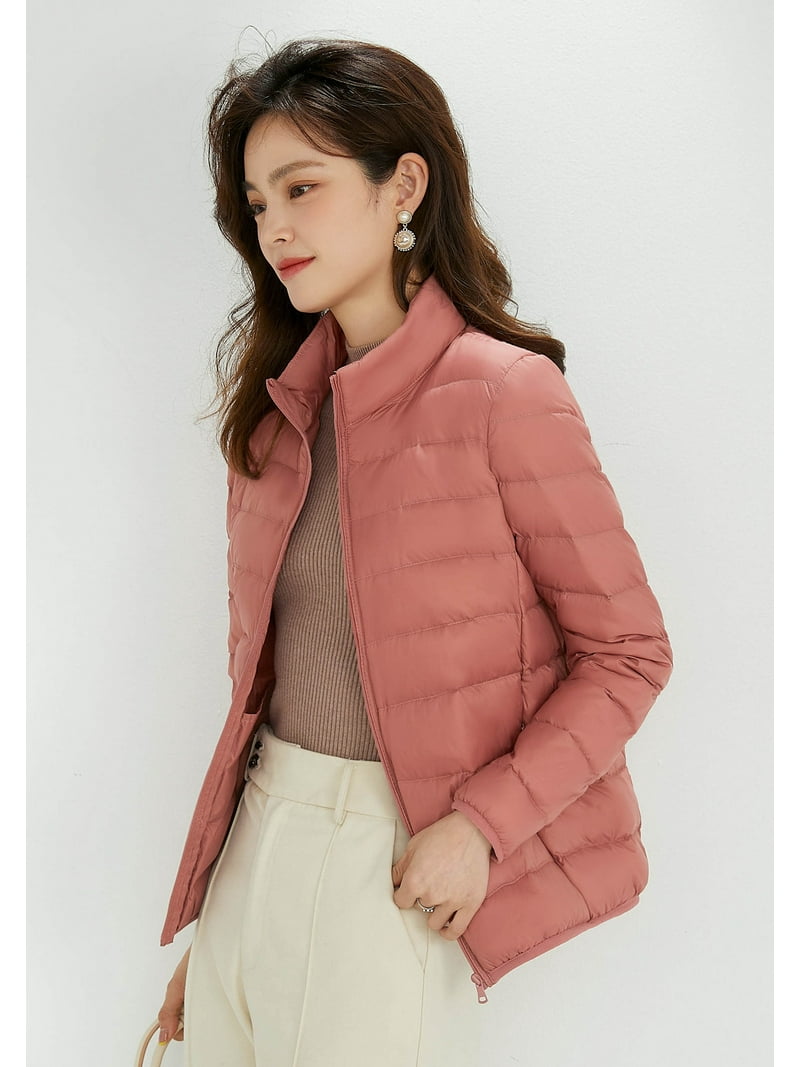 Wenseny Women's Long Sleeve Stand-Up Collar Padded Down