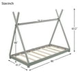 thumbnail image 3 of Bellemave House Twin Bed for Kids, Twin Size Platform Bed with Triangle Structure and Slat Support, Wood Kids Twin Bed Frame, No Box Spring Needed (Gray), 3 of 10