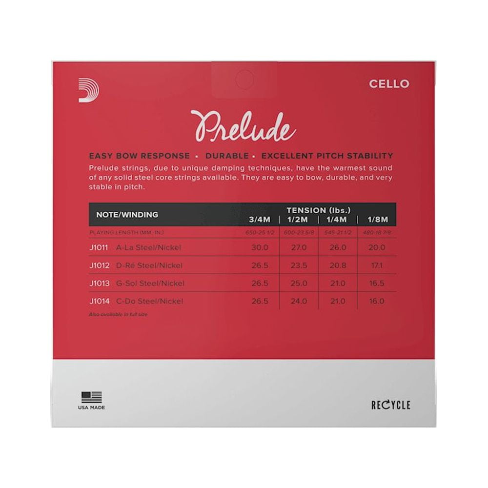 D'Addario Prelude Cello C String 3/4 Size