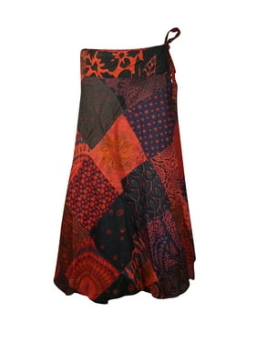 Mogul Women Catton Patchwork Long Skirt Gypsy Hippy Chic Ethnic Printed Hippie Bohemian Beautiful Comfortable Wrap Around Skirts