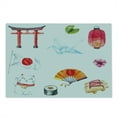 thumbnail image 2 of Japanese Cutting Board, Hand Drawn Traditional Elements Watercolors Torii Gate Origami Bird Flag Lacky Cat, Decorative Tempered Glass Cutting and Serving Board, Large Size, Multicolor, by Ambesonne, 2 of 5