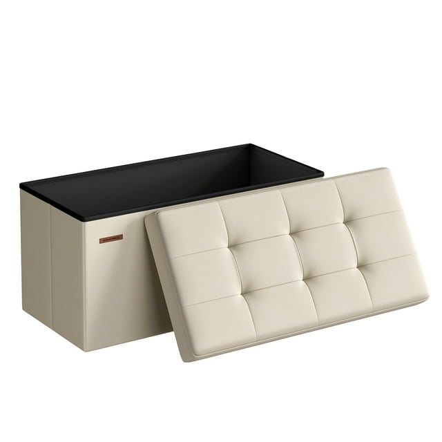 SONGMICS HOME Collection - 30 Inches Folding Storage Ottoman Bench, Ottoman Foot Rest, End of Bed Bench, Storage Chest