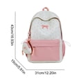 thumbnail image 2 of Bow Embroidery School Backpack, Star Print Backpack with Mini Pendant Bag, Lightweight Loptop Backpack for Travel Shopping (Pink), 2 of 8