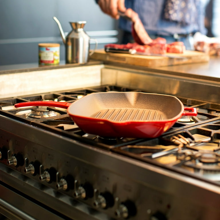 Lava Eco Series Enameled Cast Iron Skillet with Glass Lid - 9.5 Inch Frying  Pan Black 