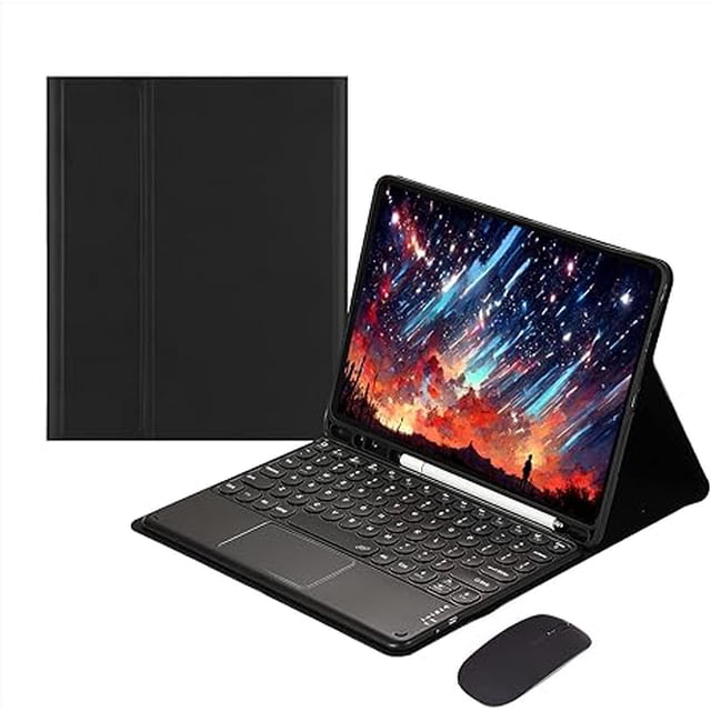 Funda con Teclado y Panel Táctil para iPad de 9.7", 5.ª/6.ª Generación, Air 1/2 (Negro)