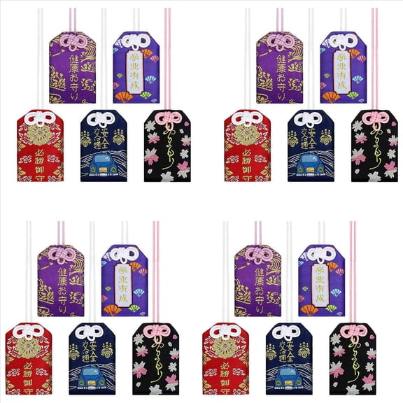 20 Pieces Japanese Omamori Sachet Lucky Amulet Charms for Health/Education/Love/Success/Traffic Safety, 5 Styles,20 x Lucky amulets,Multicolor