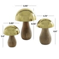 thumbnail image 3 of 9", 7", 6"H Gold Stainless Steel Metal Handmade Hammered Mushroom Sculpture with Brown Mango Wood Bases, by DecMode (3 Count), 3 of 12