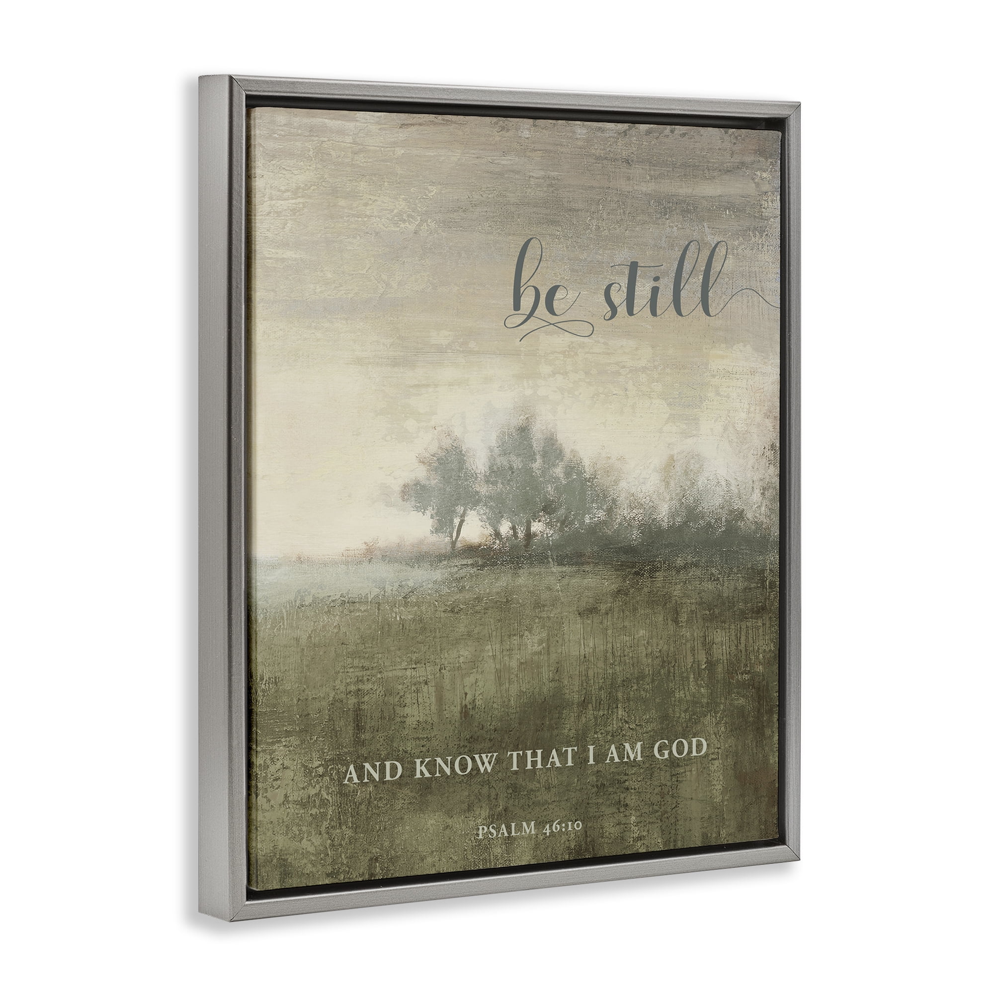 Stupell Industries Be Still Psalm 46:10 Gray Framed Floater Canvas Wall Art, design by Michael Marcon