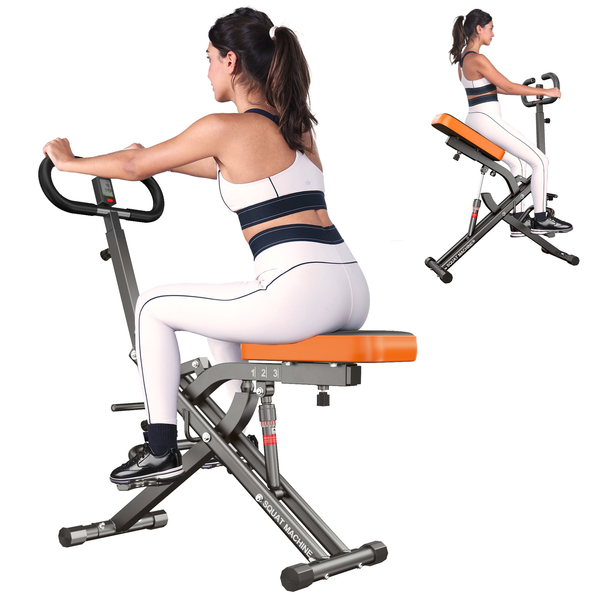SogesPower Squat Machine Rowing Machines for Home, Foldable Fitness Rowing Machine Row, Ride Squat Machine with Adjustable 2 Resistance Bands for Workout Exercise, 330 lbs Weight Capacity, Black