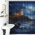thumbnail image 4 of Lighthouse Sunrise Coast Scenery Pale Blue Tan Shower Curtain Modern Home Bathroom Bathtub Decor Waterproof Fabric with 12PCS Hooks, 4 of 8