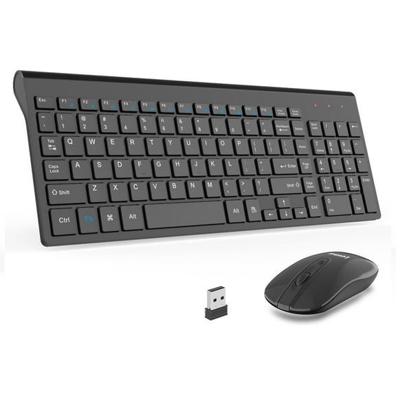 Open Box LeadsaiL KSD1 Wireless Keyboard and Mouse Combo, Compact and Silent - BLACK