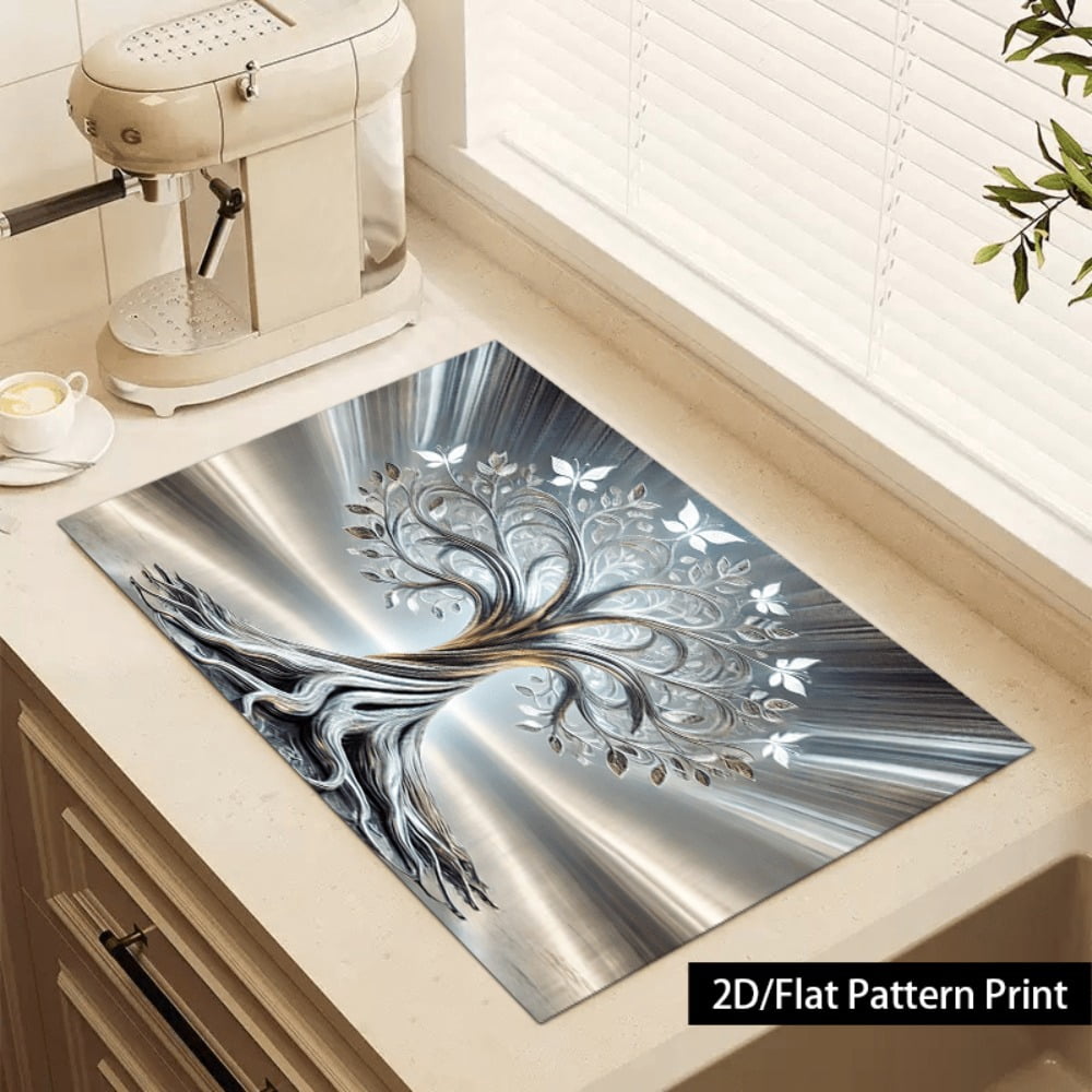 1 piece, stove panel and cooktop panel protection pad, 2D flat butterfly life tree pattern kitchen decorative countertop pad, suitable for stoves, washing machines, dryers, coffee machines, multi-fun