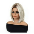 thumbnail image 3 of New Women’s Full-Length Bob Wig - Realistic Natural Mid-Part Wig for Youthful Look,Wigs for Women Human Hair Wig（White Gold / 14in）, 3 of 11
