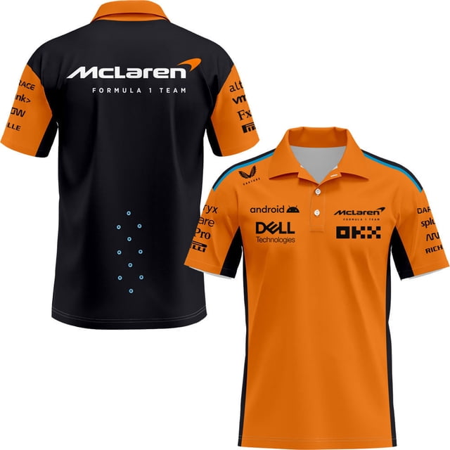Polo de Costume de Course F1, Col Rond Respirant Manches Courtes, T-Shirt d'Équipe, Costume de Course F1 Été Manches Courtes T-Shirt