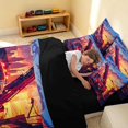 thumbnail image 4 of Erosebridal Fire Truck Queen Bedding, Firefighter Bedding Comforter Set Queen, Sunset City, Black Reversible 7-Piece, 4 of 6