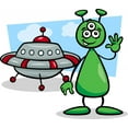 thumbnail image 2 of Alien Ufo Cartoon Wall Mural Decal by Wallmonkeys Vinyl Peel and Stick Graphic (36 in W x 31 in H), 2 of 4