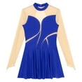 thumbnail image 4 of Alvivi Women Figure Ice Skating Dress Lyrical Dance Costume Long Sleeves Gymnastics Leotard Royal Blue L, 4 of 7