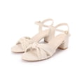 thumbnail image 3 of BLISSFUL STEP Women's Bow Knot Block Heel Ankle Strap Sandals Beige (Size 5), 3 of 7