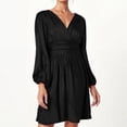 thumbnail image 2 of Women's Casual V Neck Sleeve Dress For Daily Wear Basic Solid Color Flowy Comfortable Spring Summer Fall Outfit, 2 of 2