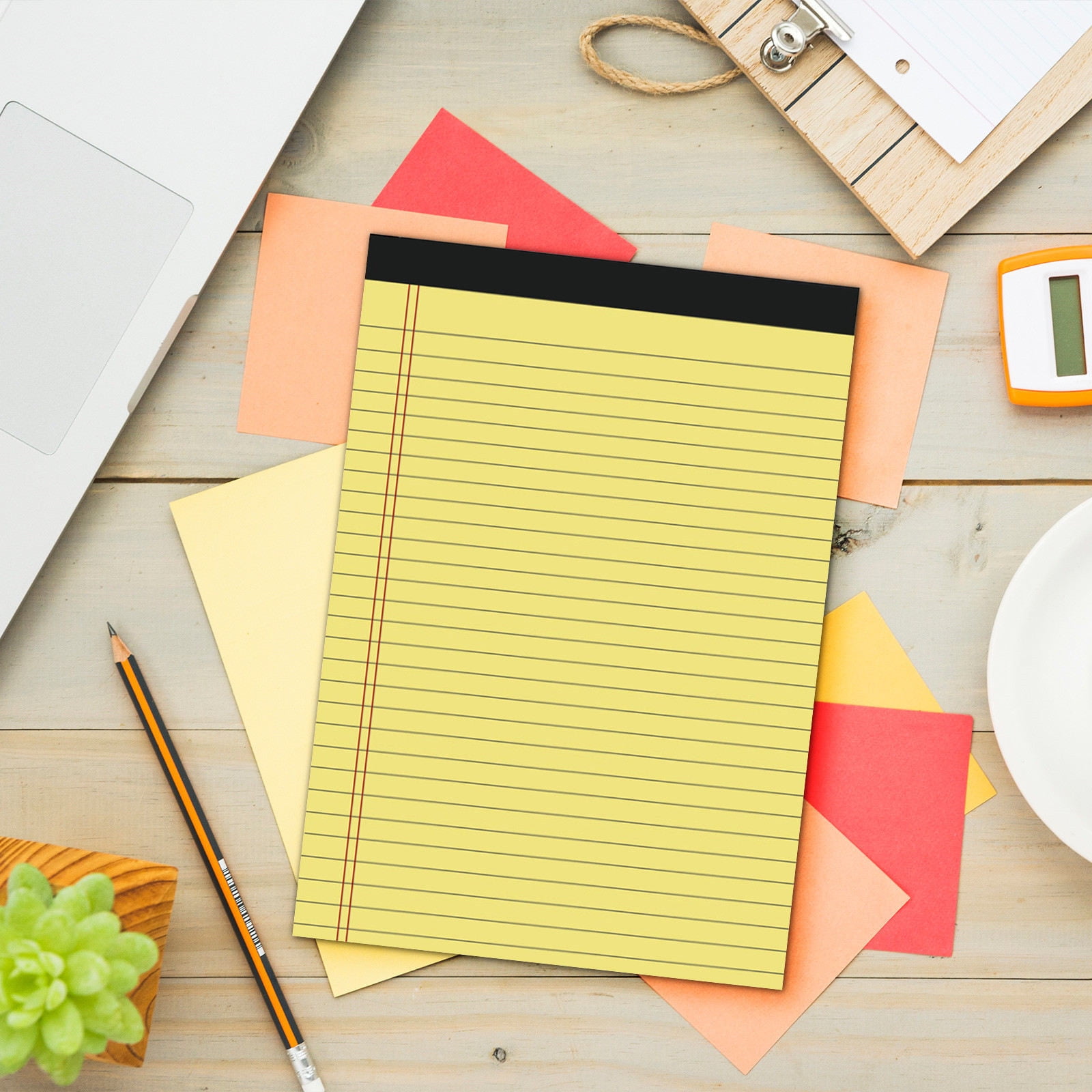 5pcs A4 Small Legal Pads Colored Note Pads Paper College Ruled Notepad Clear Print Writing Pads Legal Pads Perforated Narrow Ruled Pads of Paper (Multi-color) B